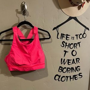 Bright coral pink long sports bra lululemon